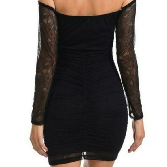 Nude Ruched Off The Shoulder Party Dress - Picture 2 of 3